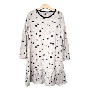 Tea Collection Dress Girl 10 Gray Black Cat Print Drop Waist Tiered Casual Comfy